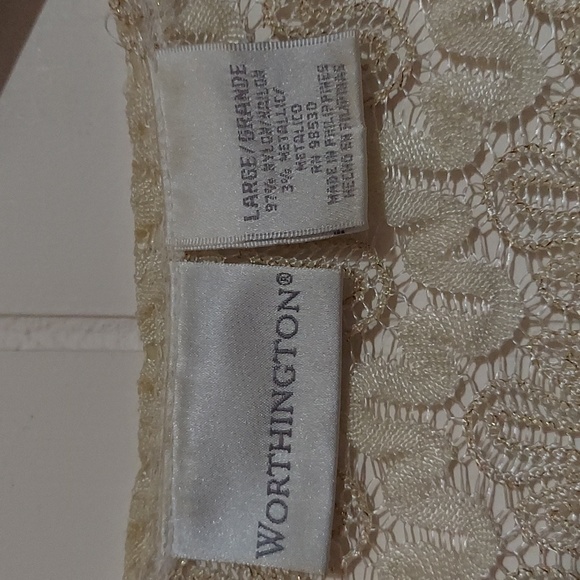 Worthington Shrug Cream Shawl Gold Glittery Sz L - Picture 4 of 7